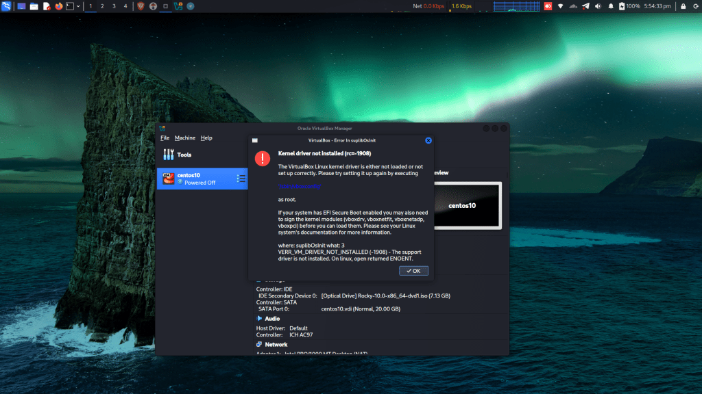 Virtual box error on Kali Linux&nbsp;2025.1